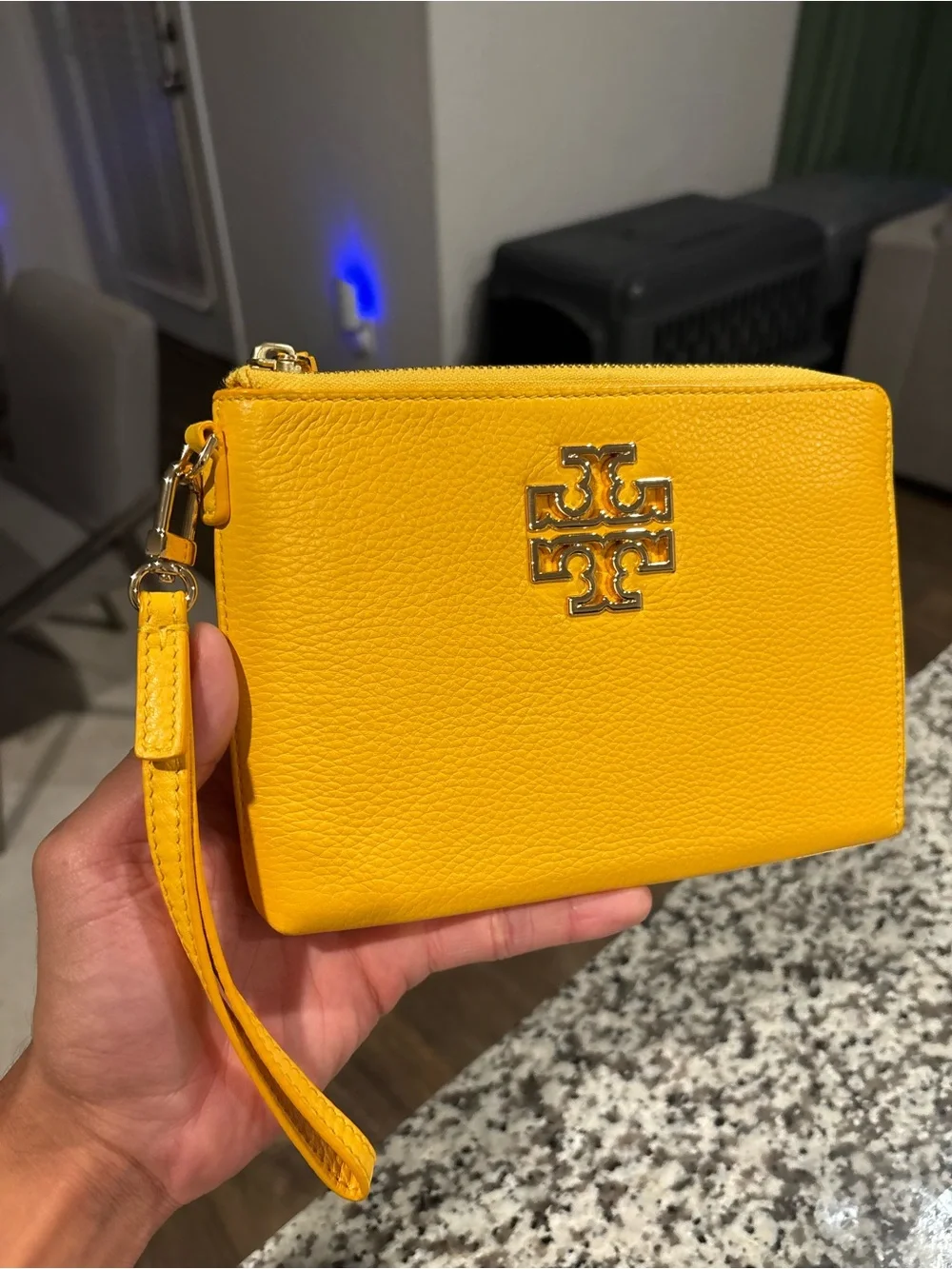 Tory Burch Yellow Leather Cassia Wristlet